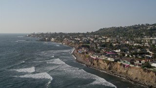 DCA08_238 - 4K aerial stock footage of upscale, oceanfront homes and coastal cliffs, La Jolla, California