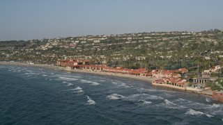 DCA08_247 - 4K aerial stock footage of a beachfront hotel and park, La Jolla, California