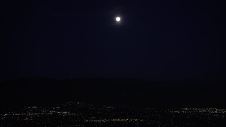 DCLA_093 - 5K aerial stock footage of full moon over San Fernando Valley at night, California
