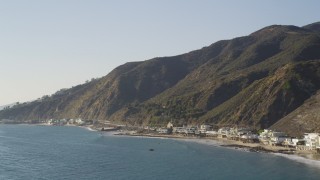 DCLA_140 - 5K aerial stock footage row of beachfront homes in Malibu, California
