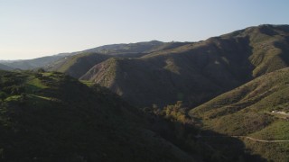 DCLA_165 - 5K aerial stock footage approach green Santa Monica Mountains in California