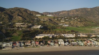 DCLA_171 - 5K aerial stock footage of beachfront homes and hilltop homes in Malibu, California
