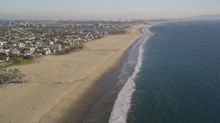 DCLA_182 - 5K aerial stock footage approach and fly over the beach by Venice, California