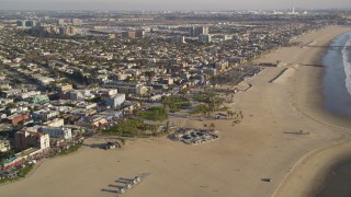 DCLA_184 - 5K aerial stock footage video fly over and tilt to the Venice Beach Park in Venice, California
