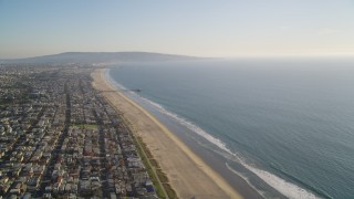 DCLA_198 - 5K aerial stock footage of beach and coastal community of Manhattan Beach, California