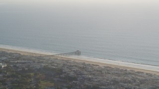 DCLA_199 - 5K aerial stock footage of Manhattan Beach Pier on the coast in Manhattan Beach, California