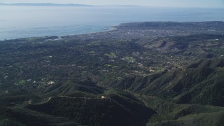 DCSF01_008 - 5K aerial stock footage Santa Barbara seen from Santa Ynez Mountains, California