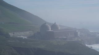 DCSF02_021 - 5K aerial stock footage Diablo Canyon Power Plant overlooking the Pacific Ocean, Avila Beach, California