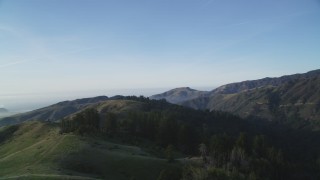 DCSF03_054 - 5K aerial stock footage Flying over and pan across mountain ridges, Los Padres National Forest, California