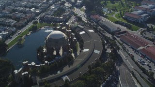 DCSF05_032 - 5K aerial stock footage Orbiting the Palace of Fine Arts, San Francisco, California