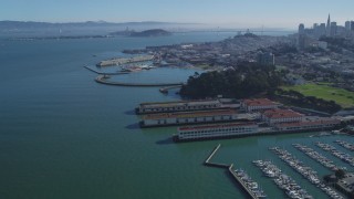 DCSF05_066 - 5K aerial stock footage Yacht Harbor, Marina Green, Fort Mason in Marina District, San Francisco, California