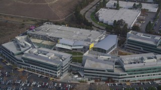 DCSF08_023 - Aerial stock footage of 5K Aerial Video Flyby Yahoo! Campus office buildings, Sunnyvale, California