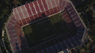 DCSF09_024 - Aerial stock footage of 5K Aerial Video Bird's eye reveal of the Stanford Stadium, Stanford University, California