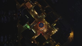 DCSF10_061 - Aerial stock footage of 5K Aerial Video Bird's eye view of shops at Pier 39, San Francisco, California, night