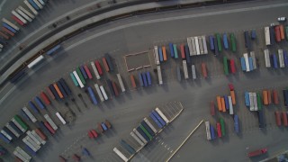 DFKSF06_014 - 5K aerial stock footage of a bird's eye view of shipping containers at the Port of Oakland, California