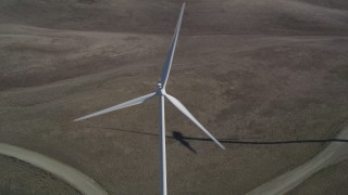 DFKSF08_074 - 5K aerial stock footage approach and flyby a windmill at Shiloh Wind Power Plant, Montezuma Hills, California