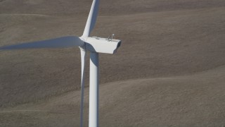 DFKSF08_083 - 5K aerial stock footage of flying by windmills at Shiloh Wind Power Plant, Montezuma Hills, California