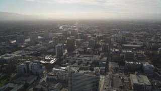 DFKSF12_007 - 5K aerial stock footage of a wide view of Downtown San Jose, California