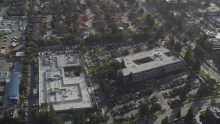 DFKSF12_016 - 5K aerial stock footage of flying over office buildings at Apple Headquarters, Cupertino, California