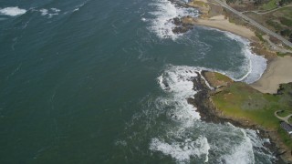 DFKSF15_094 - 5K aerial stock footage of a reverse view of the coastline, Pescadero, California