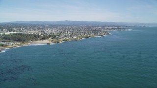 DFKSF15_125 - 5K aerial stock footage of coastal neighborhoods in Santa Cruz, California