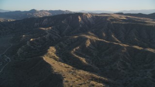 DFKSF17_026 - 5K aerial stock footage of flying over the Caliente Range desert mountains, Cuyama Valley, California