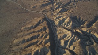 DFKSF17_031 - 5K aerial stock footage tilt up along San Andreas Fault in the desert, San Luis Obispo County, California