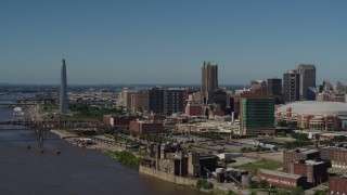 DX0001_000614 - 5.7K aerial stock footage of Downtown St. Louis, Missouri and the famous Gateway Arch