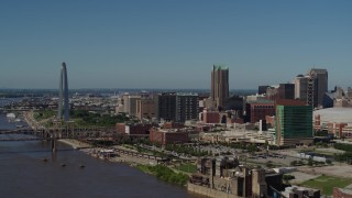 DX0001_000615 - 5.7K aerial stock footage a view of the Gateway Arch and Downtown St. Louis, Missouri