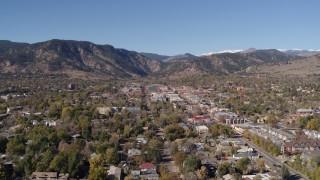 DX0001_001916 - 5.7K aerial stock footage a stationary view of Boulder, Colorado with mountains in background