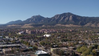 DX0001_001925 - 5.7K aerial stock footage of the University of Colorado Boulder, with Green Mountain in the background