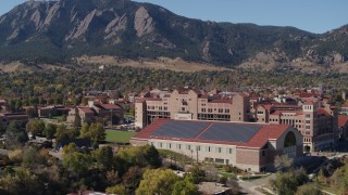 DX0001_001939 - 5.7K aerial stock footage flyby of part of the University of Colorado Boulder campus during descent