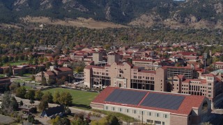 DX0001_001941 - 5.7K aerial stock footage ascend for view of part of the University of Colorado Boulder campus