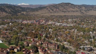 DX0001_001952 - 5.7K aerial stock footage of a view of the mountain town of Boulder, Colorado