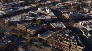 DX0001_002040 - 5.7K aerial stock footage of office buildings and shops in Fort Collins, Colorado