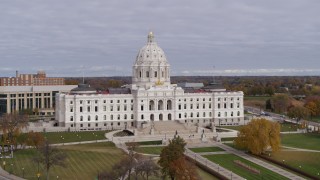 DX0001_002386 - 5.7K aerial stock footage of flying by the Minnesota State Capitol in Saint Paul, Minnesota