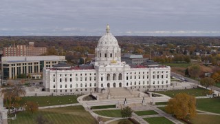 DX0001_002389 - 5.7K aerial stock footage ascend to approach the Minnesota State Capitol in Saint Paul, Minnesota