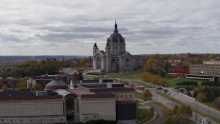 DX0001_002401 - 5.7K aerial stock footage of a view of the Cathedral of Saint Paul, Minnesota