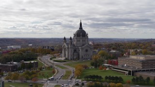 DX0001_002403 - 5.7K aerial stock footage flyby the Cathedral of Saint Paul, Minnesota