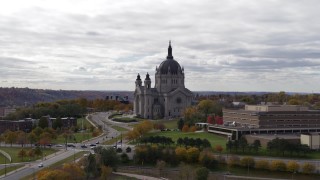 DX0001_002406 - 5.7K aerial stock footage descend and flyby the Cathedral of Saint Paul, Minnesota