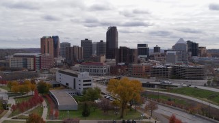 DX0001_002420 - 5.7K aerial stock footage approach the city's downtown skyline in Downtown Saint Paul, Minnesota