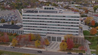DX0001_002424 - 5.7K aerial stock footage of an orbit of a government office building in Saint Paul, Minnesota