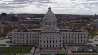 DX0001_002448 - 5.7K aerial stock footage descend by state capitol building in Saint Paul, Minnesota