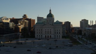 DX0001_002914 - 5.7K aerial stock footage flyby and toward the Indiana State House in Downtown Indianapolis, Indiana
