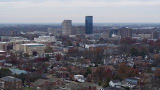 DX0001_003240 - 5.7K aerial stock footage a stationary view of the city's skyline in Downtown Lexington, Kentucky
