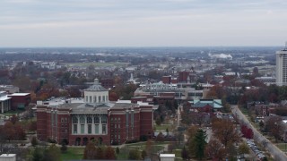 DX0001_003241 - 5.7K aerial stock footage of a library at the University of Kentucky, Lexington, Kentucky