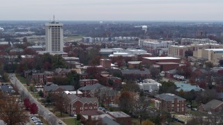DX0001_003252 - 5.7K aerial stock footage passing by the University of Kentucky campus, Lexington, Kentucky