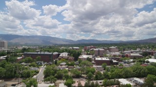 DX0001_004_013 - 5.7K aerial stock footage of campus buildings at the University of Nevada in Reno, Nevada