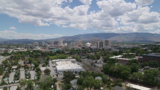 DX0001_004_018 - 5.7K aerial stock footage of hotels and casinos seen from the University of Nevada in Reno, Nevada