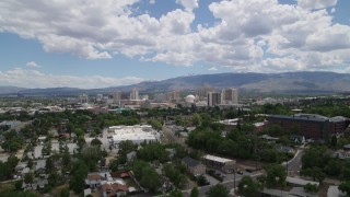 DX0001_004_020 - 5.7K aerial stock footage of hotels and casinos seen from north of the city in Reno, Nevada
